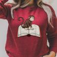Cute Monkey Reading Books Literature Nature Raglan Sleeve Sweatshirt Heather Dust Cute Monkey Reading Books Literature Nature Raglan Sleeve Sweatshirt Heather Dust