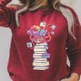 Cute Octopus Bookworm Fun Reading Tee For Book Lovers Raglan Sleeve Sweatshirt Heather Dust