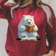 Cute Polar Bear Is Reading a Book Reading Polar Bear Raglan Sleeve Sweatshirt Heather Dust