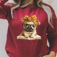 Cute Pug Reading Dog Book Lover Animal Graphic Baby Portrait Raglan Sleeve Sweatshirt Heather Dust