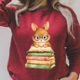 Cute Rabbit Bunny Reading Book Easter Day Teacher Librarian Raglan Sleeve Sweatshirt Heather Dust