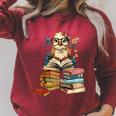 Cute Reading Chicken With Glasses Books Bookworm Reader Raglan Sleeve Sweatshirt Heather Dust