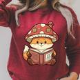 Cute Shiba Inu Mushroom Hat Reading Book Art Raglan Sleeve Sweatshirt Heather Dust Cute Shiba Inu Mushroom Hat Reading Book Art Raglan Sleeve Sweatshirt Heather Dust