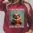 Cute Sloth Reading Book School Librarian Teacher Student Raglan Sleeve Sweatshirt Heather Dust