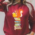 Cute Squirrel Reading Women's Tops Book Lovers Raglan Sleeve Sweatshirt Heather Dust