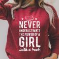 Cute Never Underestimate The Power Of A Girl Book Nerds Raglan Sleeve Sweatshirt Heather Dust