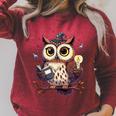 Cute Wizard Owl Reading Book Magic Candle Raglan Sleeve Sweatshirt Heather Dust Cute Wizard Owl Reading Book Magic Candle Raglan Sleeve Sweatshirt Heather Dust