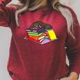 Dachshund Book Reading Lovers Bookworm Girls Teachers Raglan Sleeve Sweatshirt Heather Dust
