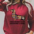 Dachshund Dog Dachshund Decor Books Nerds Dachshund Raglan Sleeve Sweatshirt Heather Dust