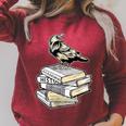 Dark Academia Aesthetic Raven Crow On Old Vintage Books Raglan Sleeve Sweatshirt Heather Dust