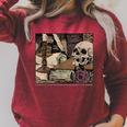 Dark Academia Aesthetic Skull Writer Authors Book Lover Raglan Sleeve Sweatshirt Heather Dust