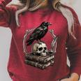 Dark Academia Raven Skull Books Raglan Sleeve Sweatshirt Heather Dust