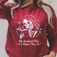 Dark Romance Pajama Skeleton Costume Woman Book Reading Raglan Sleeve Sweatshirt Heather Dust Dark Romance Pajama Skeleton Costume Woman Book Reading Raglan Sleeve Sweatshirt Heather Dust