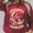 Dark Romance Read Books Be Kind Stay Weird Reading Skeleton Raglan Sleeve Sweatshirt Heather Dust