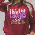 Dark Romance Shirt Women Smutt Book Merch I Have No Triggers Raglan Sleeve Sweatshirt Heather Dust Dark Romance Shirt Women Smutt Book Merch I Have No Triggers Raglan Sleeve Sweatshirt Heather Dust