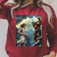 David And Goliath Bible Book Of Samuel King David Comic Raglan Sleeve Sweatshirt Heather Dust David And Goliath Bible Book Of Samuel King David Comic Raglan Sleeve Sweatshirt Heather Dust