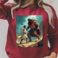 David And Goliath Bible Book Of Samuel King David Painting Raglan Sleeve Sweatshirt Heather Dust
