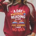 A Day Without Reading Is Like Book Lover Bookworm Men Women Raglan Sleeve Sweatshirt Heather Dust