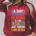 A Day Without Reading I Have No Idea Book Lovers Raglan Sleeve Sweatshirt Heather Dust