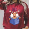 Dear Drop Everything And Read Book Reading Pun Graphic Raglan Sleeve Sweatshirt Heather Dust