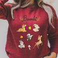 Disney Bambi Vintage Movie Characters Textbook Display Raglan Sleeve Sweatshirt Heather Dust
