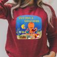 Dive Into a Good Book Reading Pun Raglan Sleeve Sweatshirt Heather Dust