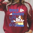 Dog Books Life Is Great Raglan Sleeve Sweatshirt Heather Dust