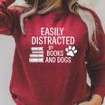Dog Lovers Easily Distracted By Books And Dogs Bookworm Raglan Sleeve Sweatshirt Heather Dust