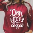 Dogs Books & Coffee Puppy Dog Coffee Book Lover Raglan Sleeve Sweatshirt Heather Dust