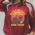 Dogs Books And Yarn Crocheting Retro Raglan Sleeve Sweatshirt Heather Dust