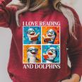 Dolphin Love Reading And Dolphins Child Book Lover Raglan Sleeve Sweatshirt Heather Dust