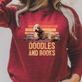 Doodles And Books Goldendoodle Dog Doodle Book Lover Retro Raglan Sleeve Sweatshirt Heather Dust