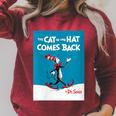 Dr Seuss The Cat In The Hat Comes Back Book Cover Raglan Sleeve Sweatshirt Heather Dust