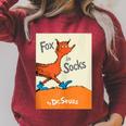 Dr Seuss Fox In Socks Book Cover Raglan Sleeve Sweatshirt Heather Dust