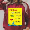 Dr Seuss One Fish Two Fish Book Cover Raglan Sleeve Sweatshirt Heather Dust