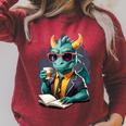 Dragon Reading Book Fantasy Reader Graphic Raglan Sleeve Sweatshirt Heather Dust Dragon Reading Book Fantasy Reader Graphic Raglan Sleeve Sweatshirt Heather Dust