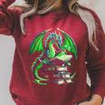 Dragon Reading Books Bookworm Raglan Sleeve Sweatshirt Heather Dust
