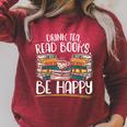Drink Tea Read Books Be Happy Bibliophile Abibliophobia Raglan Sleeve Sweatshirt Heather Dust