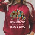 Easily Distracted By Bears & Books Lover Mammal Animal Raglan Sleeve Sweatshirt Heather Dust