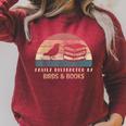 Easily Distracted By Birds & Books Retro Birding Bird Raglan Sleeve Sweatshirt Heather Dust
