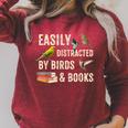 Easily Distracted By Birds & Books Vintage Birder Raglan Sleeve Sweatshirt Heather Dust