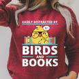 Easily Distracted By Birds And Books Raglan Sleeve Sweatshirt Heather Dust