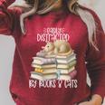 Easily Distracted By Books And Cats Raglan Sleeve Sweatshirt Heather Dust