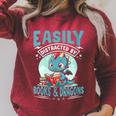 Easily Distracted By Books And Dragons Nerds Raglan Sleeve Sweatshirt Heather Dust