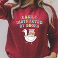 Easily Distracted By Books Silly-Goose Bookish Library Read Raglan Sleeve Sweatshirt Heather Dust