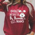 Easily Distracted By Bunnies And Books Raglan Sleeve Sweatshirt Heather Dust