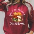 Easily Distracted By Cats And Books Cat And Book Lover Raglan Sleeve Sweatshirt Heather Dust Easily Distracted By Cats And Books Cat And Book Lover Raglan Sleeve Sweatshirt Heather Dust