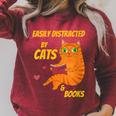 Easily Distracted By Cats And Books For Cat And Book Lover Raglan Sleeve Sweatshirt Heather Dust Easily Distracted By Cats And Books For Cat And Book Lover Raglan Sleeve Sweatshirt Heather Dust