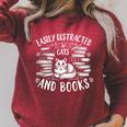 Easily Distracted By Cats And Books Cat Women Girls Raglan Sleeve Sweatshirt Heather Dust Easily Distracted By Cats And Books Cat Women Girls Raglan Sleeve Sweatshirt Heather Dust
