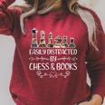 Easily Distracted By Chess And Books Raglan Sleeve Sweatshirt Heather Dust